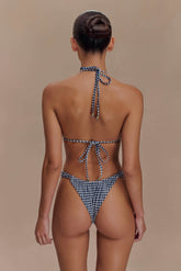 Persephone Gingham Triangle Bikini Top - Navy